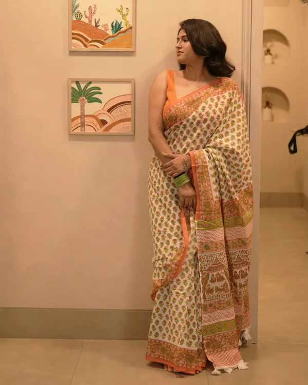 Multicolour_Cotton_Butti_Hblock_Print_Mul_Saree_With_Tassels_For_Women